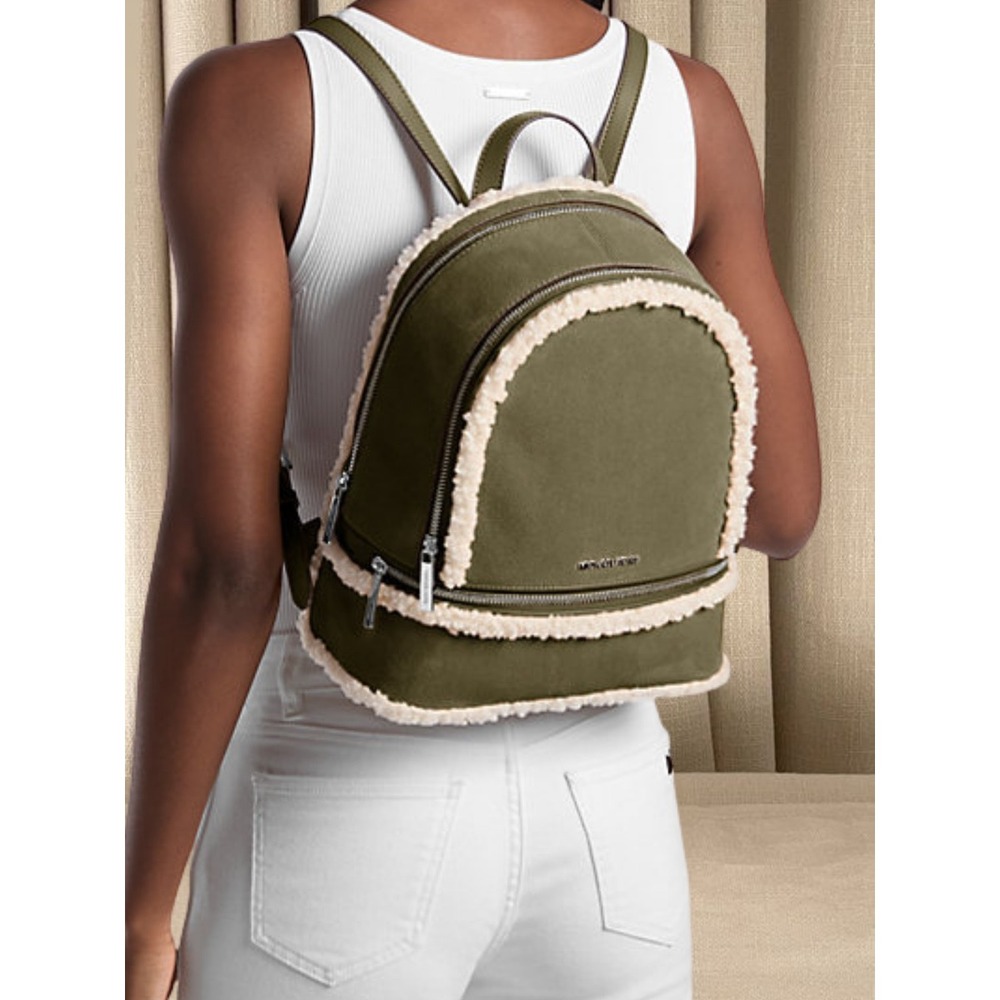 Michael‎ Kors Rhea Medium Backpack Olive Green Suede NWT New with Tags